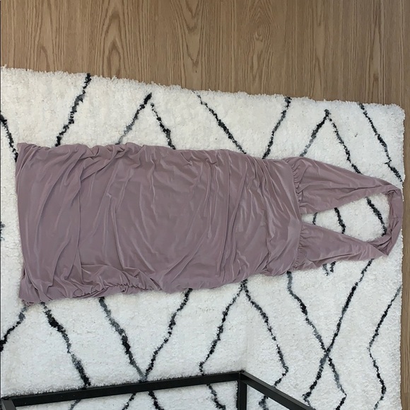light purple halter ruched midi dress - Picture 1 of 5